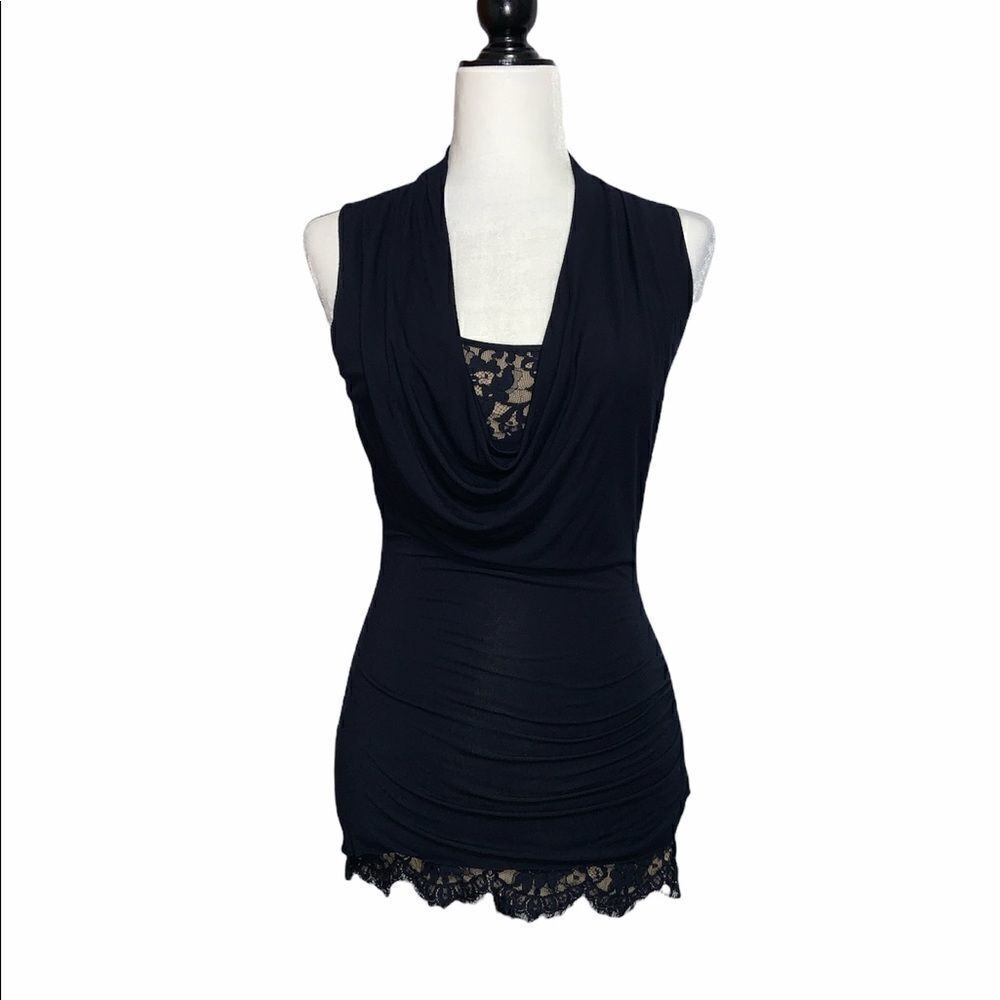 bailey 44 Lace Cowl Neck Sleeveless Blouse